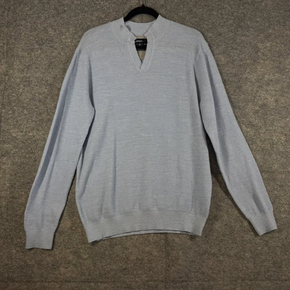 Johnnie-O Light Light Blue Cotton Knit Men's Sweater Size M Casual Golf Pullover